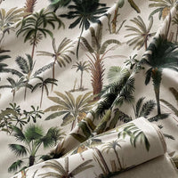 Thumbnail for Classic plantation style palm tree curtain fabric in natural beige