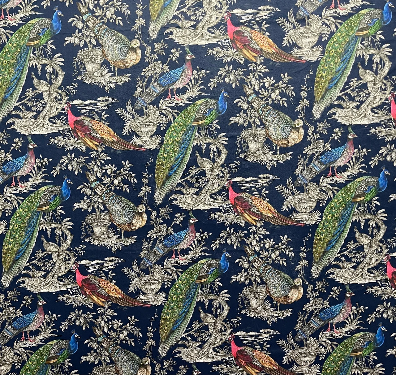 Italian designer velvet bird fabric