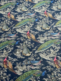 Thumbnail for Decorative bird print velvet fabric close detail