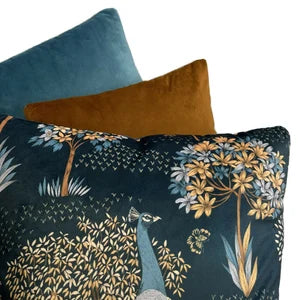 Decorative pillows with floral patterns on a white background