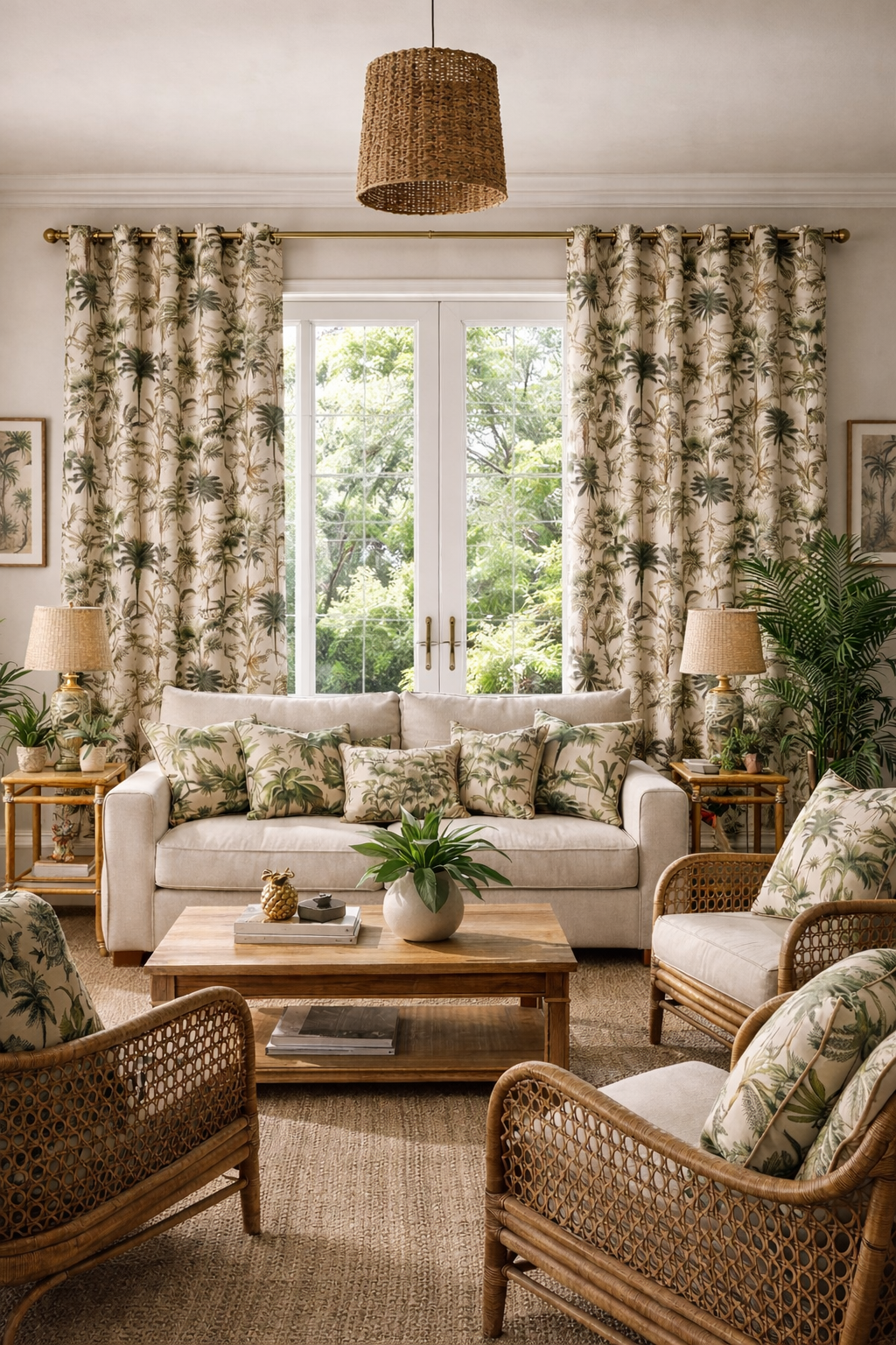 Premium linen look palm grove fabric for modern coastal interiors