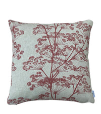 Thumbnail for Close-up of the red cow parsley design on textured cotton-linen fabric