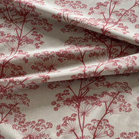 Thumbnail for Red cow parsley fabric with botanical floral print on natural linen look background
