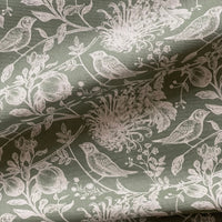 Thumbnail for Olive green bird floral cotton textile botanical design
