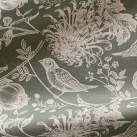 Thumbnail for English botanical bird fabric olive green