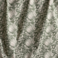 Thumbnail for Floral bird cotton fabric olive green background