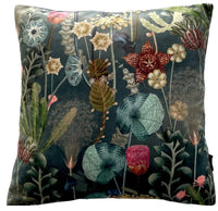 Thumbnail for Decorative pillow with floral pattern on a dark background