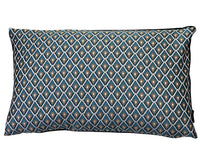 Thumbnail for Rosetta teal lattice rectangular cushion cover with black velvet edging