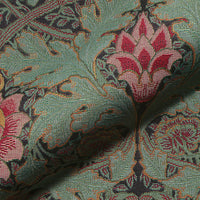 Thumbnail for Close-up of Royal Botanical Upholstery Fabric showing intricate woven details with vintage pomegranate and floral motifs in green, red, and gold tones – heavy woven fabric ideal for upholstery and curtains.