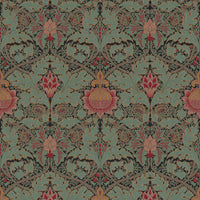 Thumbnail for Royal Botanical Upholstery Fabric full repeat pattern – vintage-inspired pomegranate and floral tapestry design in green, red, and beige, perfect for upholstery, curtains, and soft furnishings.