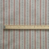 Thumbnail for Indigo stripe curtain fabric with subtle red woven accents