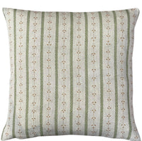 Thumbnail for Sage green and oatmeal botanical stripe cushion cover handmade in the UK