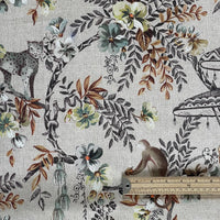 Thumbnail for Savannah safari fabric with cheetahs and butterflies shown with ruler for scale — ideal for jungle-themed soft furnishings and kids’ room decor.