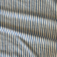 Thumbnail for Blue and beige linen-look striped fabric for curtains, blinds and cushions