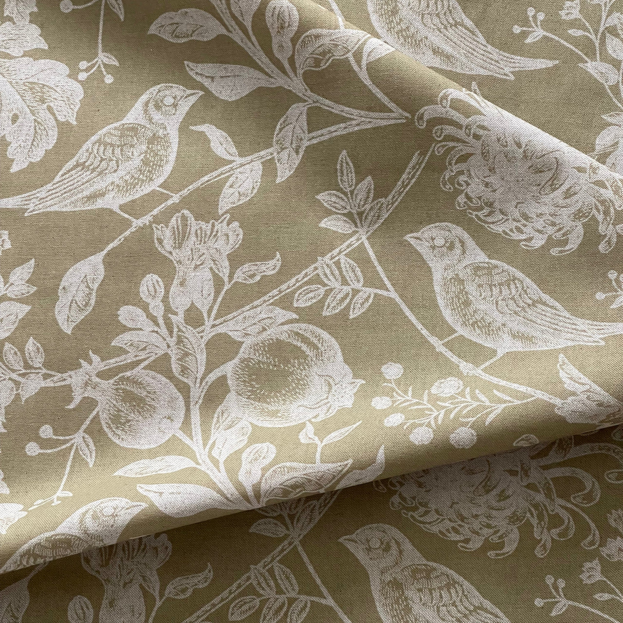 Botanical bird floral fabric for curtains and Roman blinds