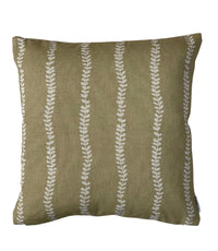 Thumbnail for Soft gold cushion cover with vertical cream leaf stripes on a textured linen-look background