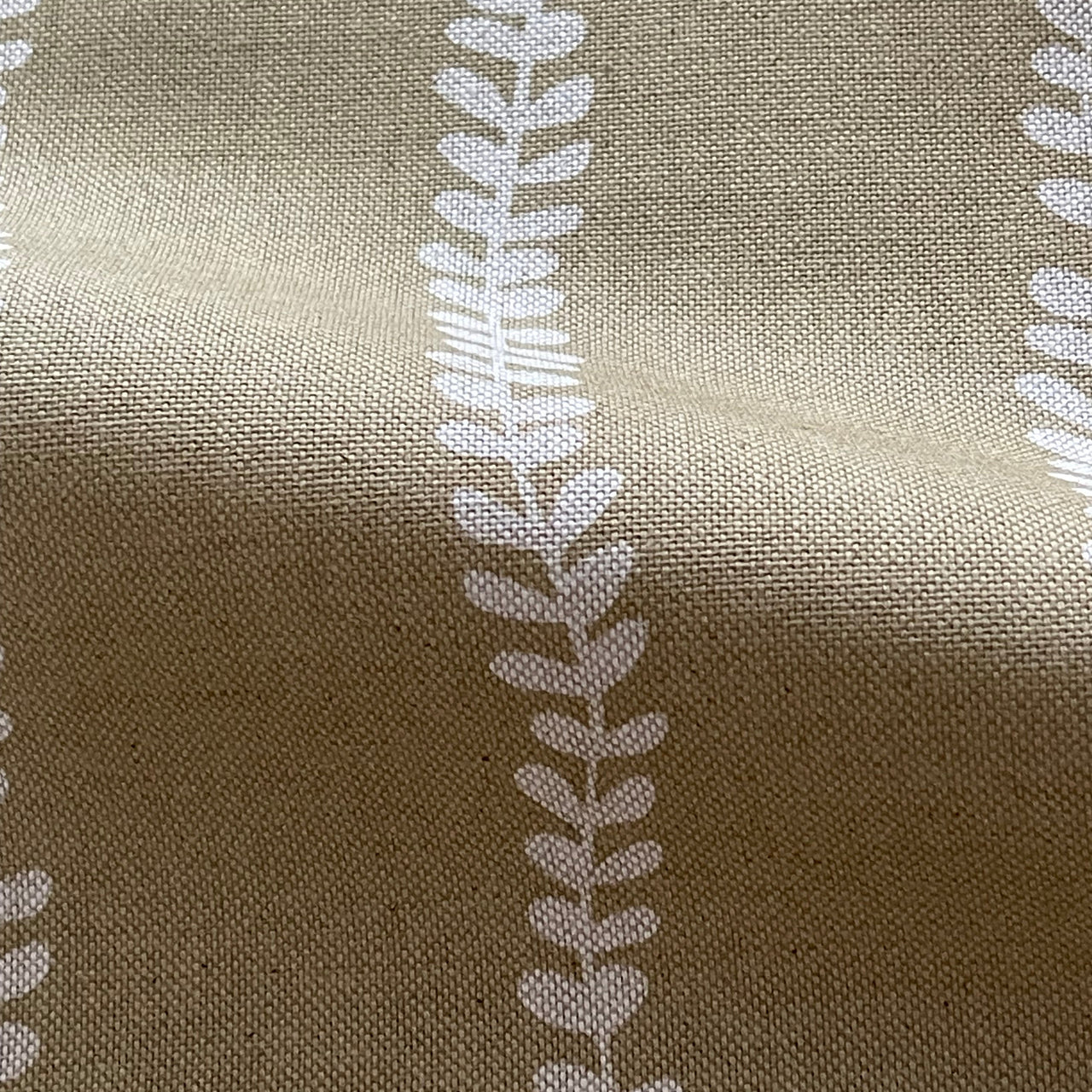 Soft gold stripe linen look fabric for curtains and Roman blinds