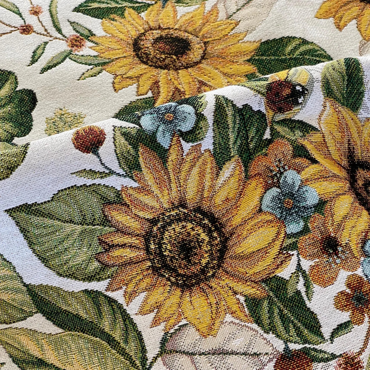Handmade sunflower tapestry fabric for cushions, curtains, and décor