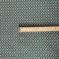 Thumbnail for Teal lattice weave fabric shown with ruler for scale reference