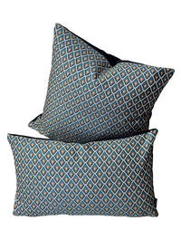 Thumbnail for Teal blue and gold geometric cushion covers in square and lumbar sizes