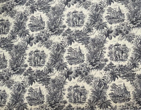 Thumbnail for Exotic toile fabric with tigers and temples in dark blue and beige