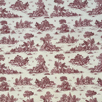 Thumbnail for Patterned fabric with red and green design on a light background