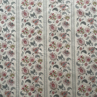 Thumbnail for Traditional Jacobean floral stripe cotton blend fabric with botanical motifs