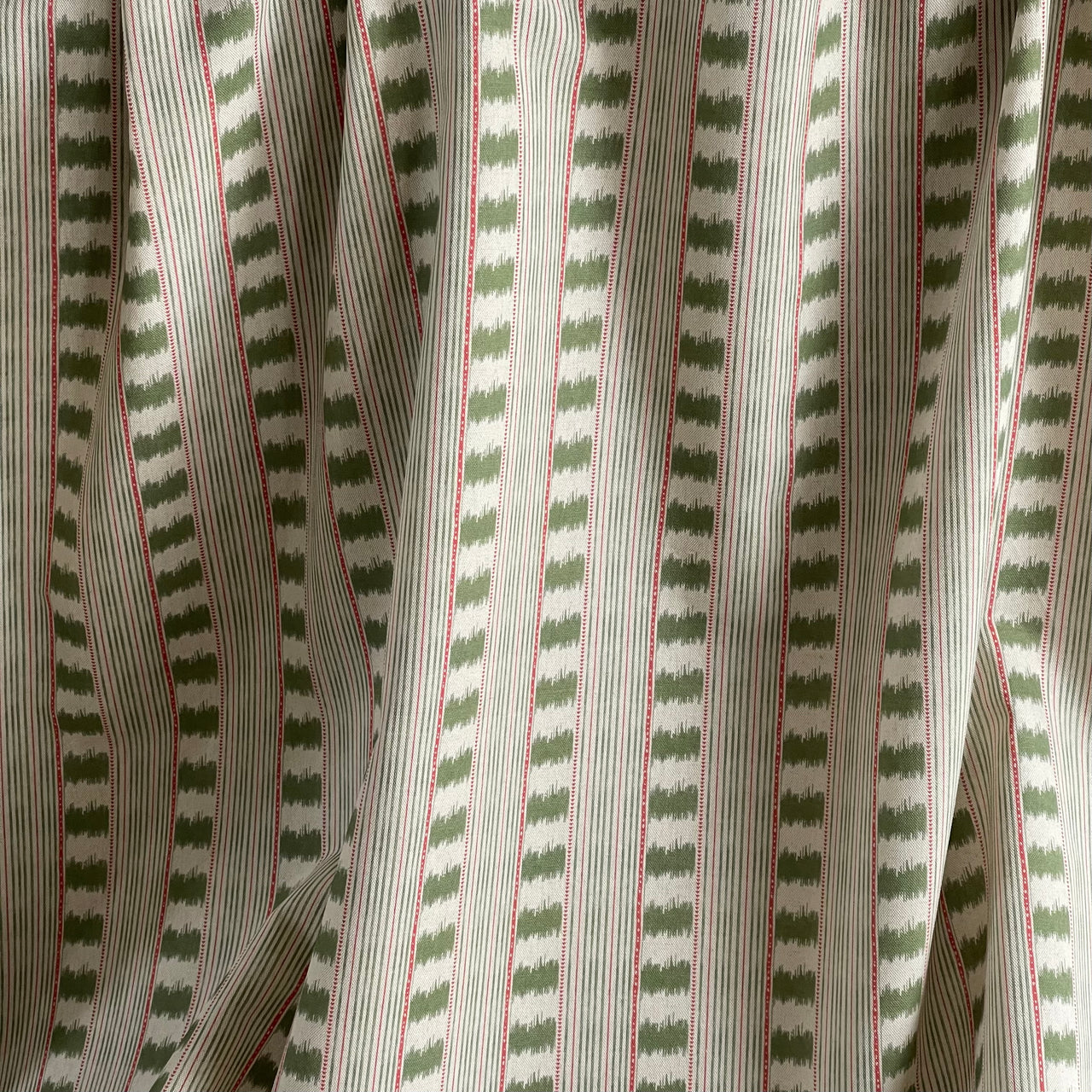 artisan stripe fabric handwoven style olive green