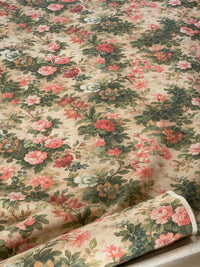 Thumbnail for Romantic floral cotton fabric with blush pink roses