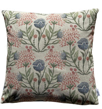 Thumbnail for Willow Bloom floral cushion cover with blue and pink meadow flowers on natural fabric