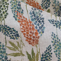 Thumbnail for Detailed organic cotton textile with botanical meadow print in autumn tones for natural home decor and soft furnishings