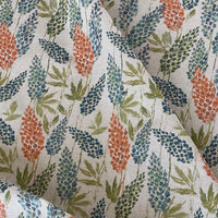 Thumbnail for Organic cotton fabric with hand-drawn meadow wildflowers and textured linen look, perfect for curtains, cushions, or upholstery projects