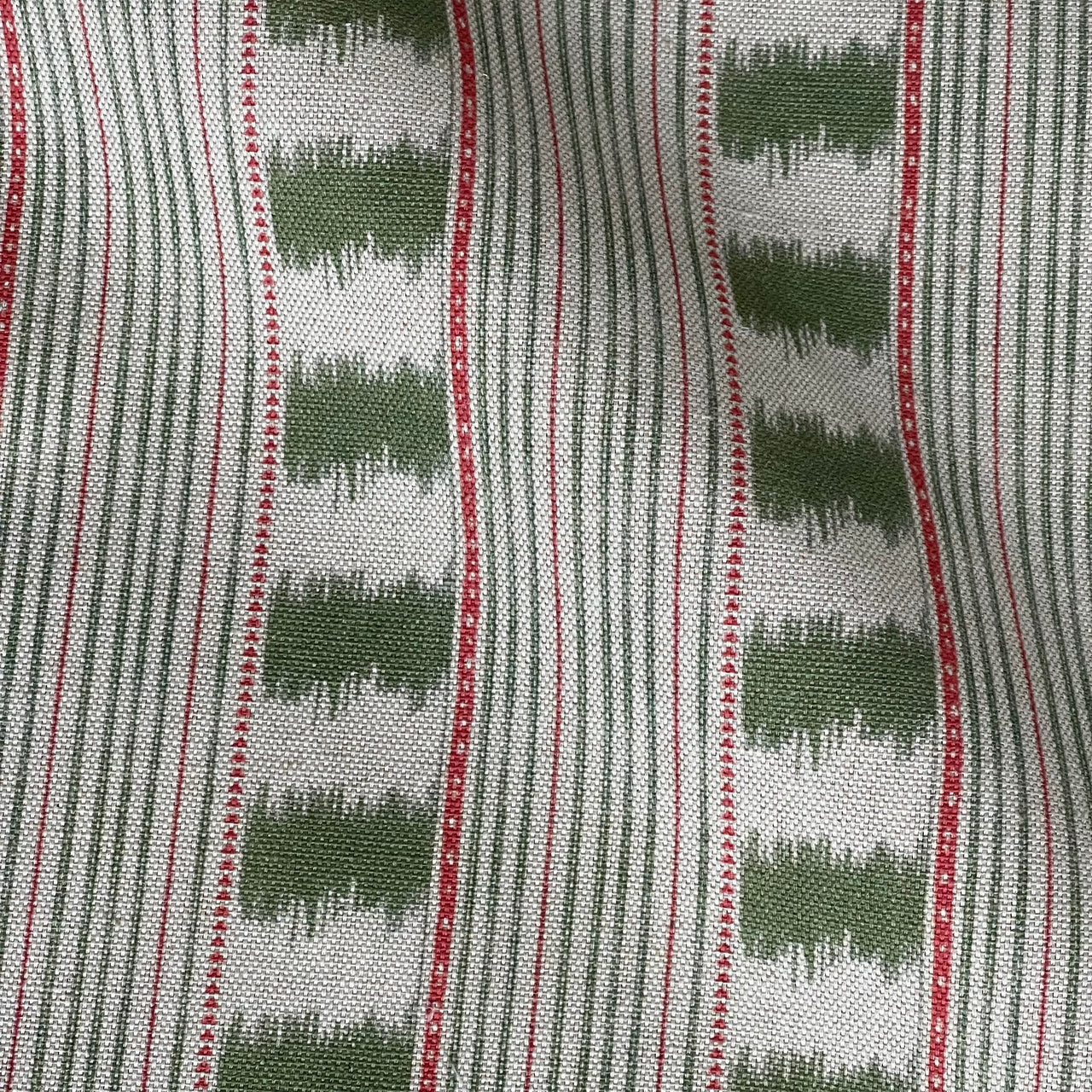 handmade style stripe fabric olive green design