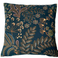 Thumbnail for Teal Cushion Cover Floral Botanical Print Verbena Plants - Kew Gardens Collection