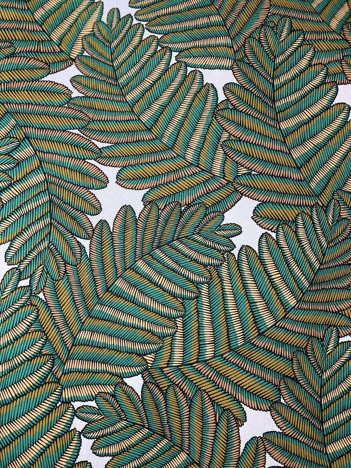 Fern Cotton Fabric by Meter Green Botanical Sewing Material Tree Light Grey Yellow  Golden Bronze Colors Textile