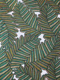 Thumbnail for Fern Cotton Fabric by Meter Green Botanical Sewing Material Tree Light Grey Yellow  Golden Bronze Colors Textile