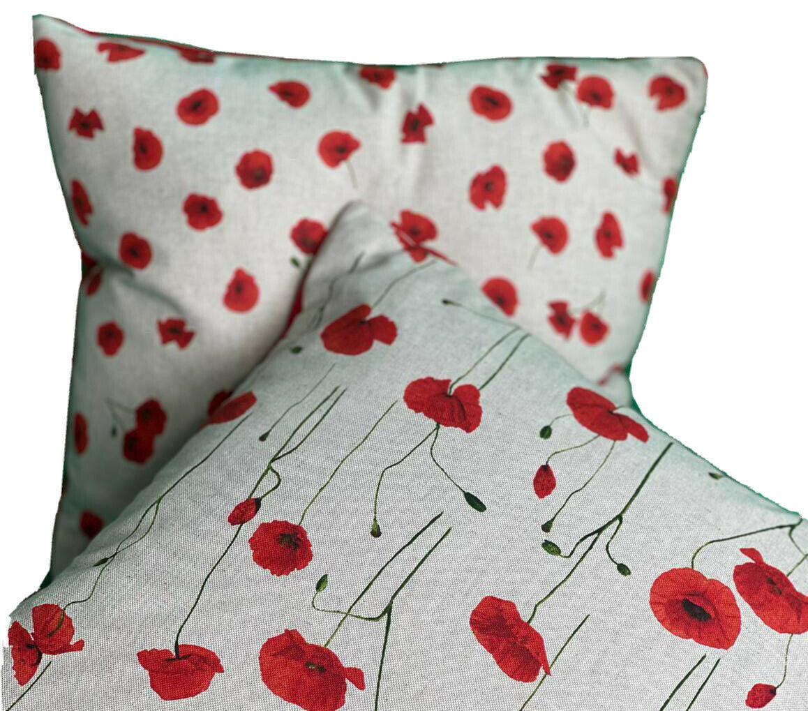 Small Poppy Cushion Cover Red Floral Velvet Pillow Throw Xmas Meadow Fields