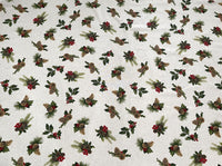 Thumbnail for Pinecones Cotton Fabric - Festive Christmas Print, Red & Green Winter Holiday Material for Sewing & Crafts