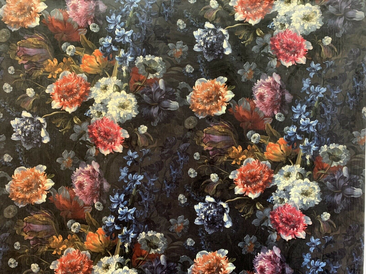 Floral Velvet Fabric By Meter Tulips Roses Dark Upholstery Sewing Material Flowers Textile