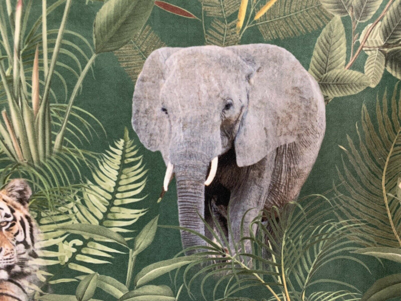Safari Italian Velvet Printed Tigar Elephante Girafe Monkey Fabric by Meter