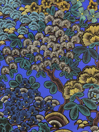 Thumbnail for Nights in Kew Garden Cotton Fabric by Meter Botanica Plants Tree Royal Blue