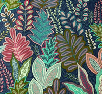 Thumbnail for Blue Botanical Garden Printed Cotton Fabric by Meter Purple Lila Leaves Plants