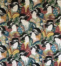 Thumbnail for Geisha Velvet Fabric By Meter Toile Sewing Material By Yards Meters Asia Oriental Home Sofa Décor Woman Green Blue Red Yellow Colors