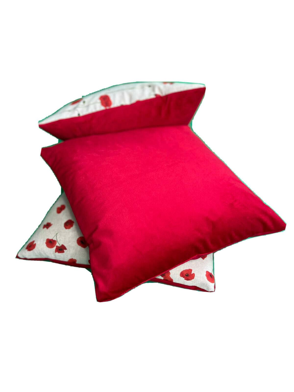 Small Poppy Cushion Cover Red Floral Velvet Pillow Throw Xmas Meadow Fields