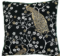 Thumbnail for Peacock Gold Floral Cushion Cover  Chic Elegance