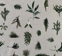 Thumbnail for Mistletoe Cotton Fabric - Green Pine Tree Leaves Print, Christmas Sewing Material for Home Decor & Crafts