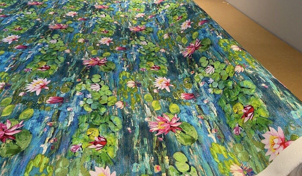 Green and blue floral sewing fabric 