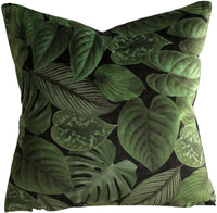 Thumbnail for Tropical Houseplants Velvet Cushion Cover Green Botanical Pillow Case Leaves Patterned