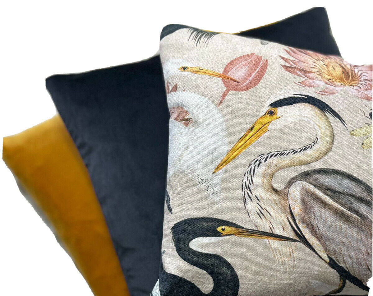 Birds Cushion Cover Herons Bird Pattern Throw Pillow Case 16” - 22”