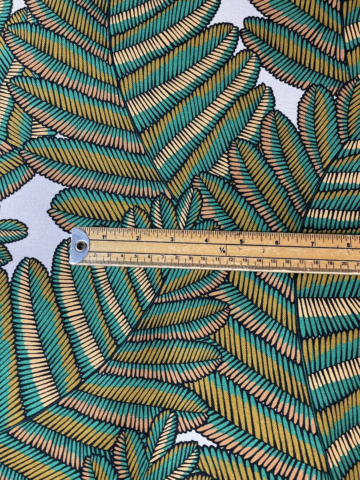 Fern Cotton Fabric by Meter Green Botanical Sewing Material Tree Light Grey Yellow  Golden Bronze Colors Textile